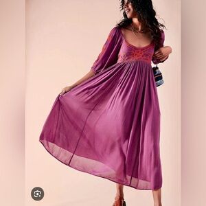 NWT Free People Wedgewood Maxi Dress, Purple, Orange, Size M